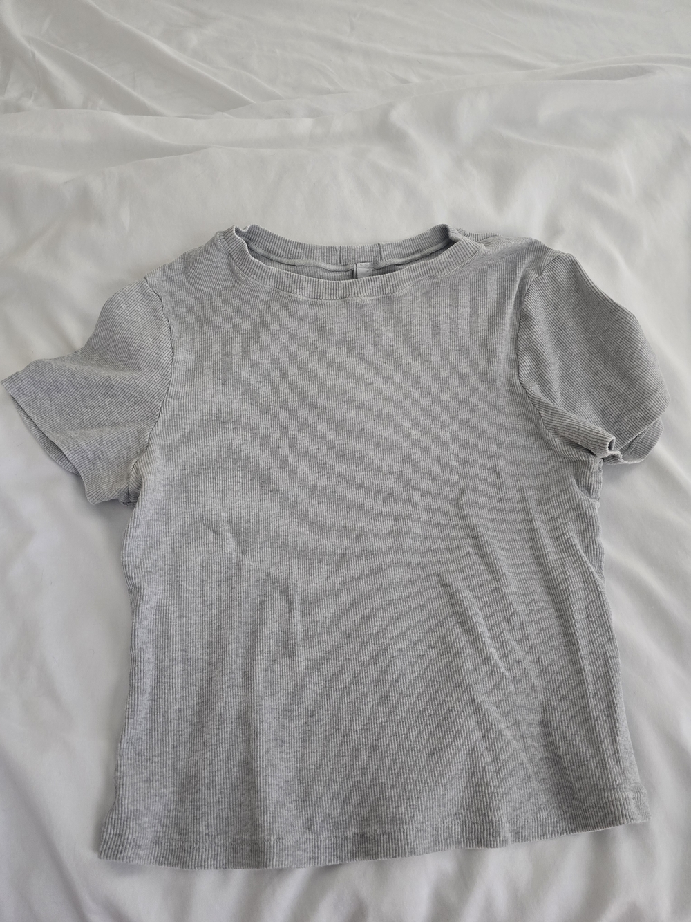 SKIMS Short-Sleeve Ribbed Tee - Light Gray